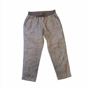 Athleta Bali Ankle Gray Linen Casual Pants, Sz 4P
